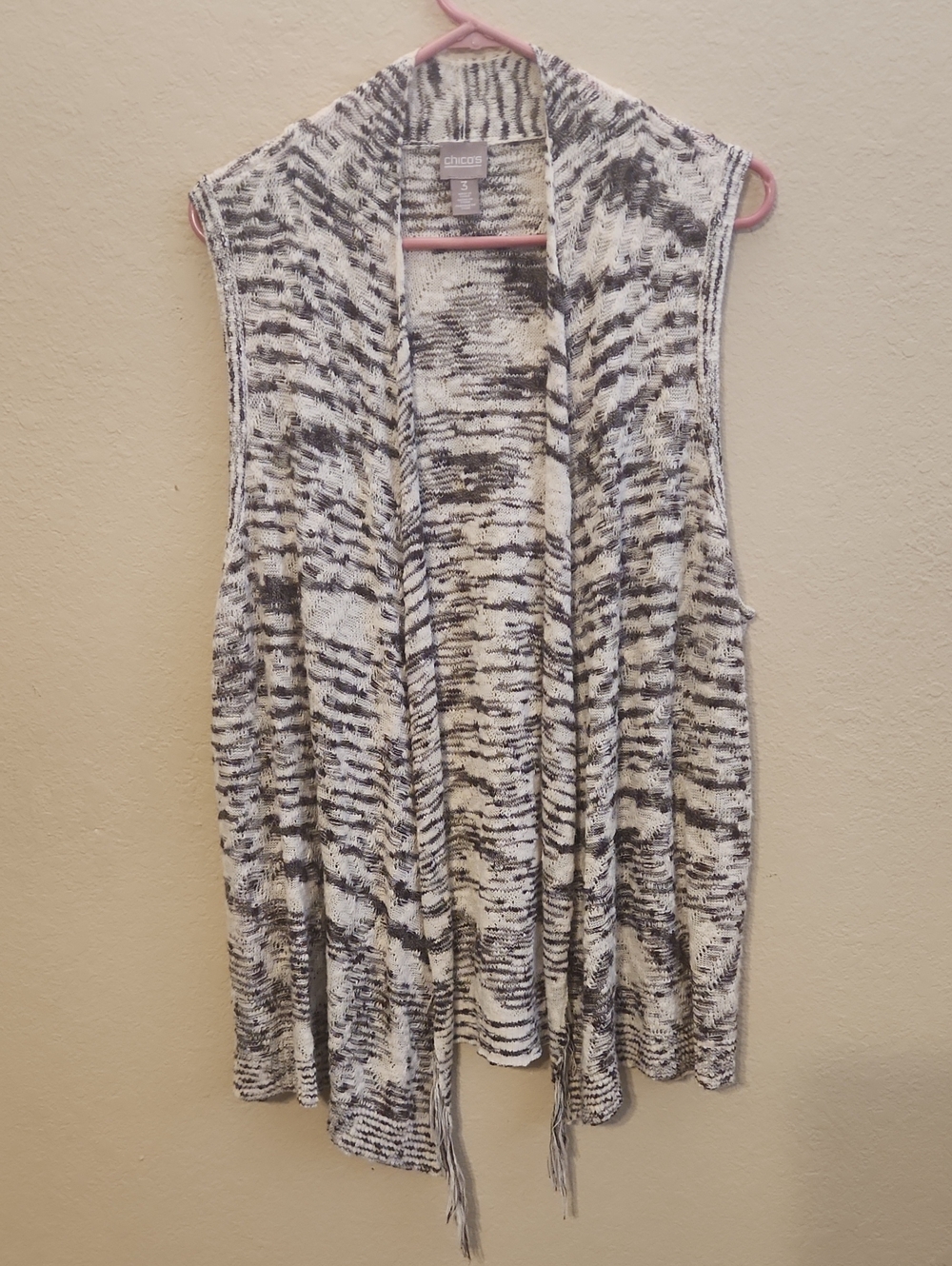 Chico's Black and White Draped Knit Vest